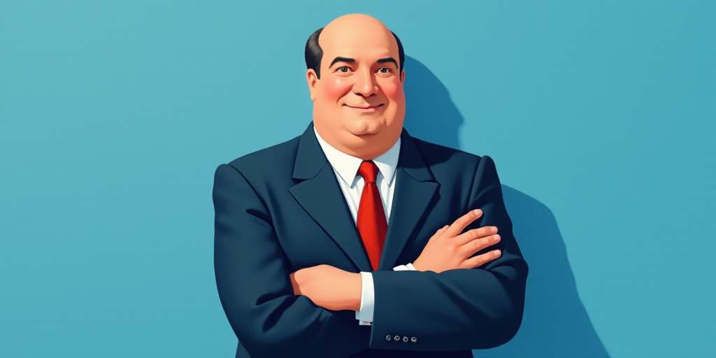 a man in a suit and tie with his arms crossed and his arms crossed, with a blue background, Fernando