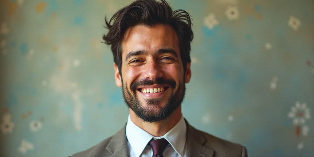 a man in a tie is smiling for the camera with a caption in spanish above him that reads, enrique cam