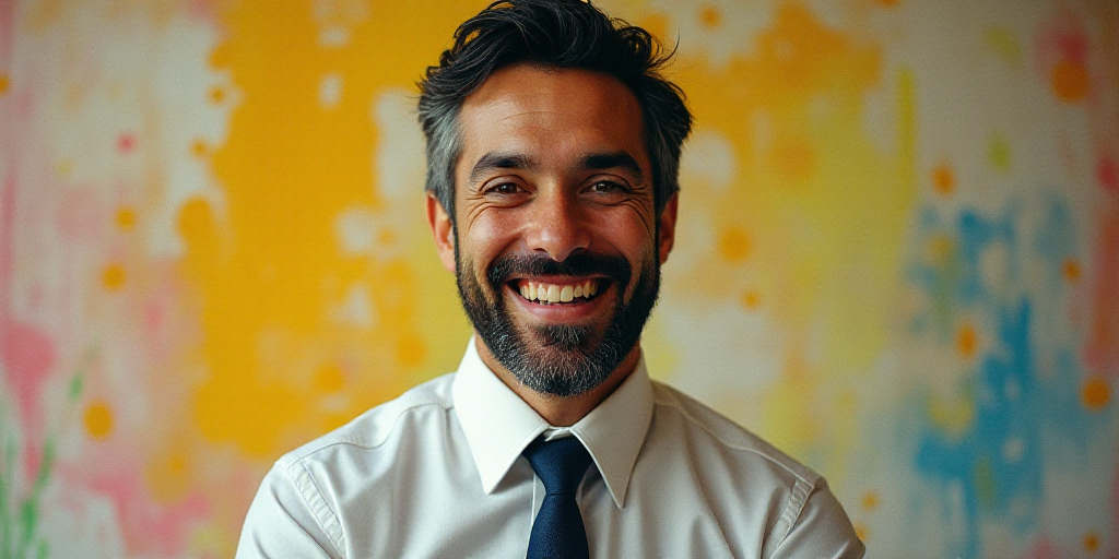 a man in a tie is smiling for the camera with a caption in spanish above him that reads, enrique cam