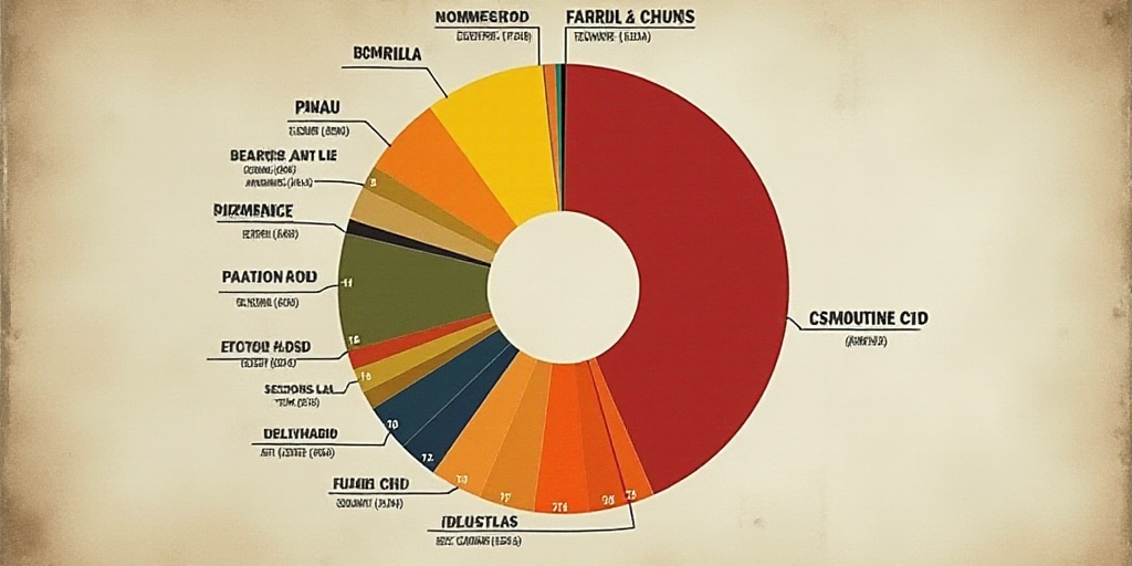 a pie chart with numbers of people in different countries and numbers of people in different countri