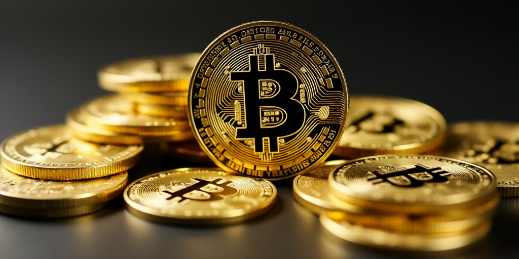 a pile of bitcoins sitting on top of each other on top of a pile of other bitcoins, Andries Stock, 4