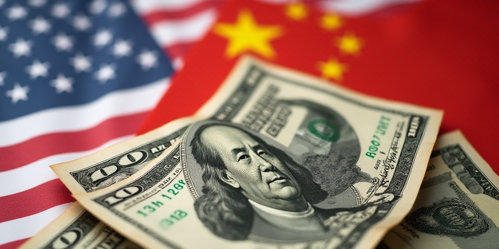 a pile of chinese and american flags and money bills with a portrait of president mao on them, with