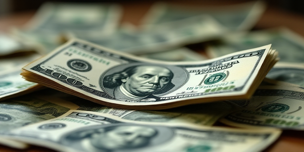 a pile of money with a man's face on it and a pile of other money on the ground, Federico Uribe, mac