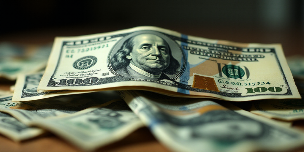 a pile of money with a man's face on it and a pile of other money on the ground, Federico Uribe, mac