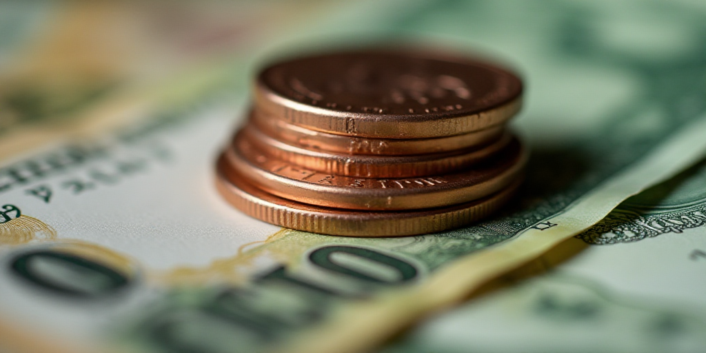 a pile of money with a penny on top of it and a coin on the bottom of the pile, Avgust Černigoj, ma