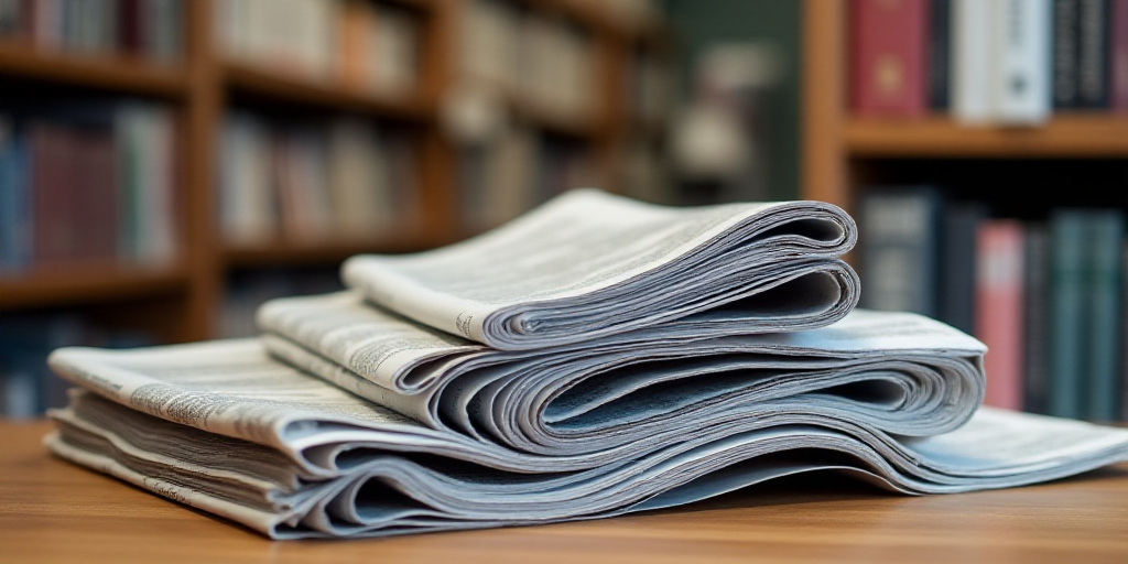 a pile of newspapers sitting on top of a table next to each other on a shelf in a store, Avgust Čer