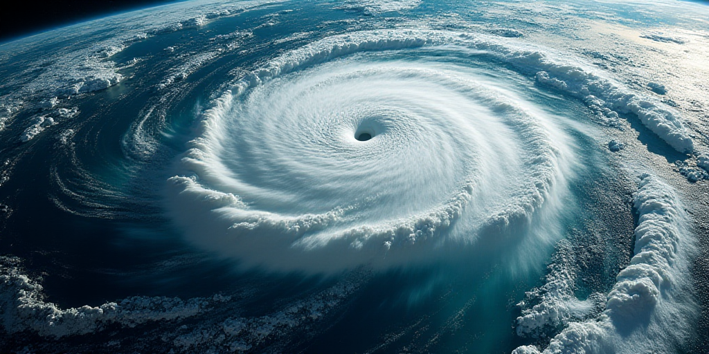 a satellite image of a hurricane in the ocean with a satellite view of the storm coming in from the