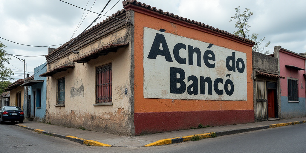 a sign on the side of a building that says acne do banco on it's side, Alejandro Obregón, ignacio f