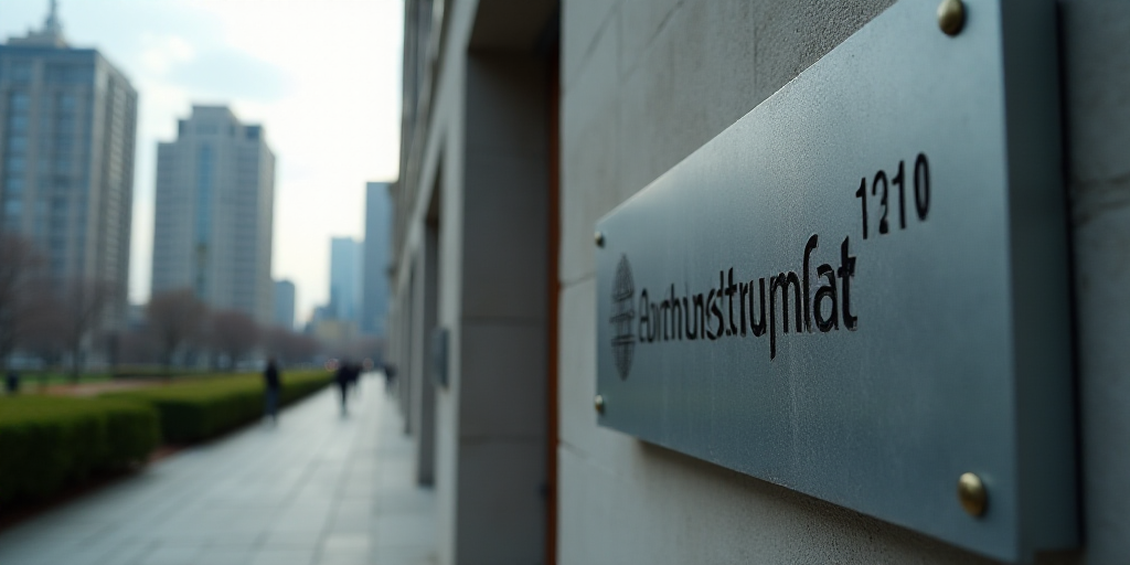 a sign on the side of a building that says international monetary fund on it's side and a logo on th