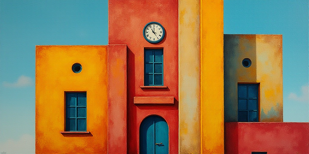 a tall building with a clock on the front of it's door and windows on the second floor, Diego Rivera