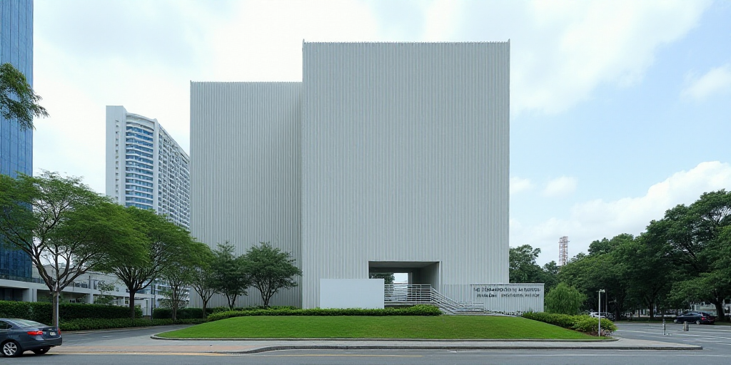 a tall white building with a sign in front of it that says femsa corporation of singapore locatica,
