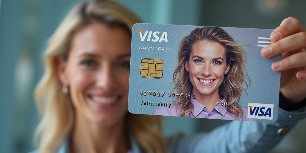 a visa card with a woman's face on it and a visa card with a woman's face on it, Felix-Kelly, turnar