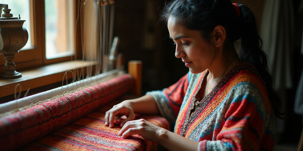 a woman is weaving a piece of fabric on a loom loom loom loom is a weaving machine, Araceli Gilbert,