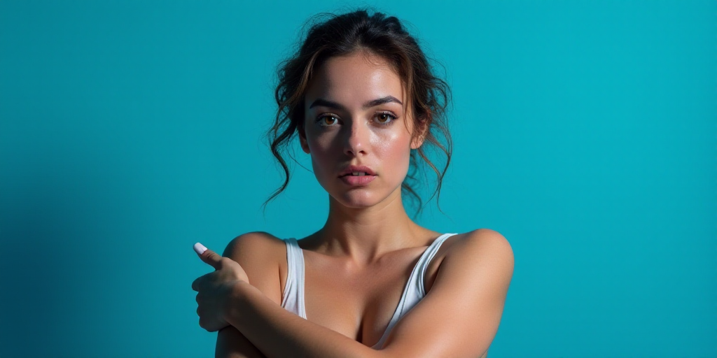 a woman with her arms crossed in front of a blue background with the words dra, carmen amezua, Ameli