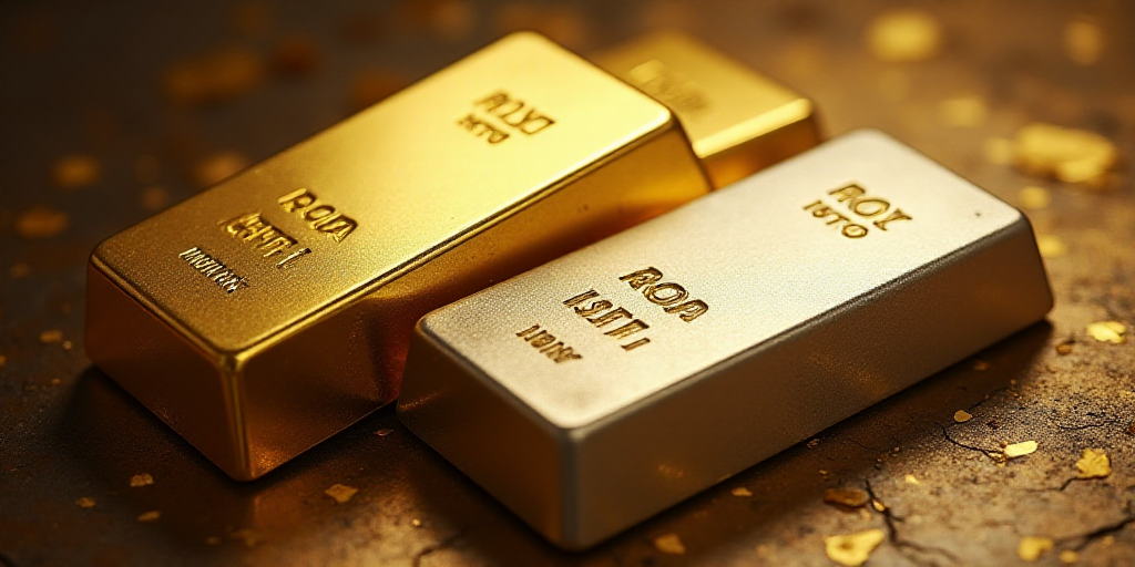 three gold bars are shown in this picture, one is gold and the other is silver, and the other is gol