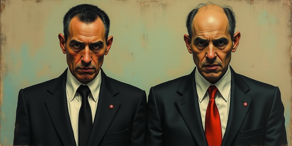 two men in suits and ties one is looking at the camera and the other is looking at the camera, Almad