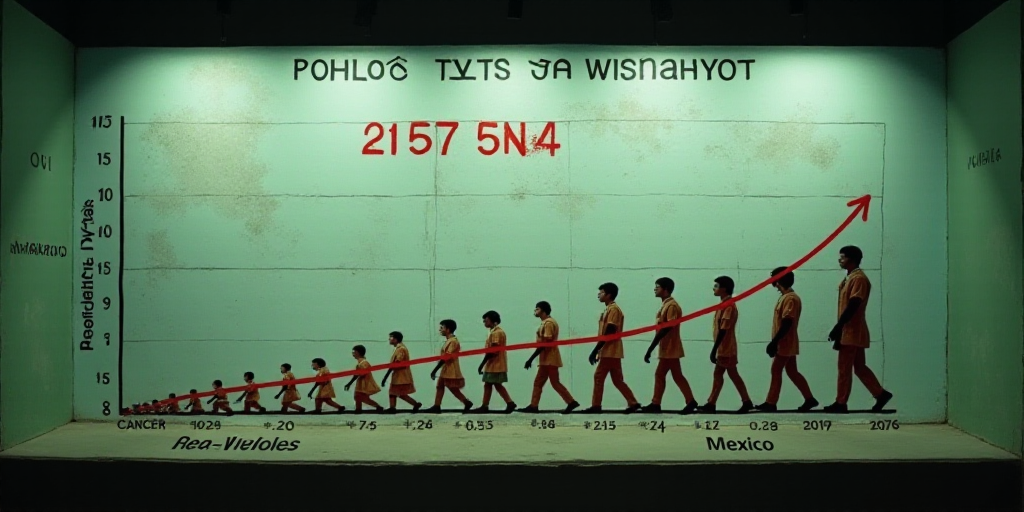 a graph showing the number of people in mexico and the number of people in the world with cancer in