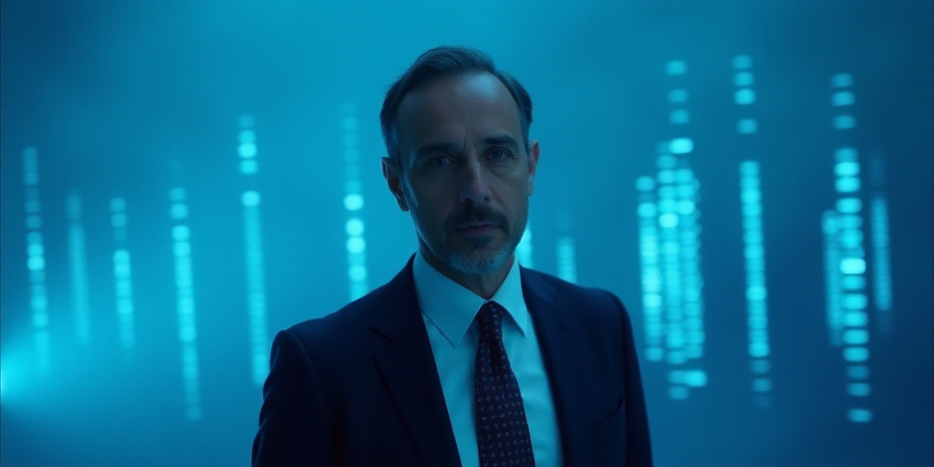 a man in a suit and tie standing in front of a blue background with the words jose manuel vallinias,