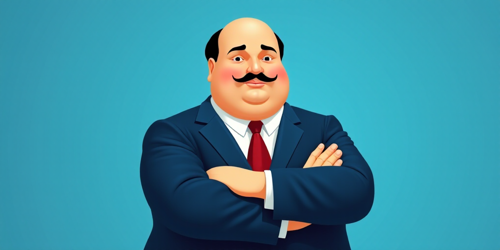 a man in a suit and tie with his arms crossed and his arms crossed, with a blue background, Fernando