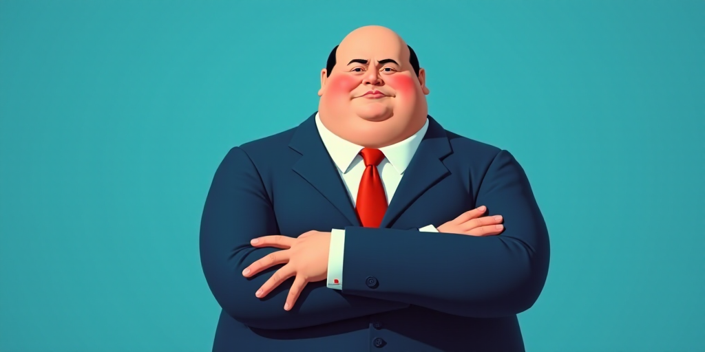 a man in a suit and tie with his arms crossed and his arms crossed, with a blue background, Fernando