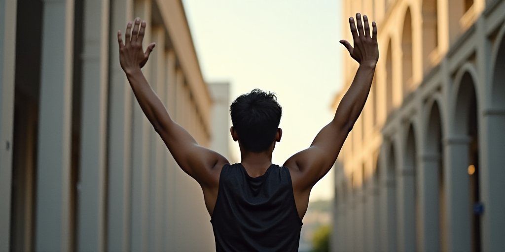 a person holding their hands up in the air with their hands up in the air with their hands up, David