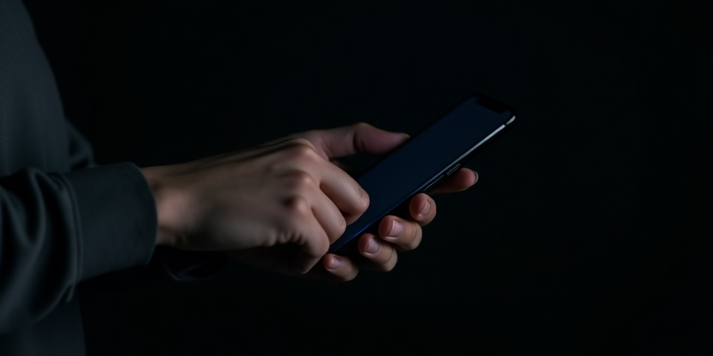 a person pressing buttons on a cell phone in the dark with a dark background and a hand holding a ph