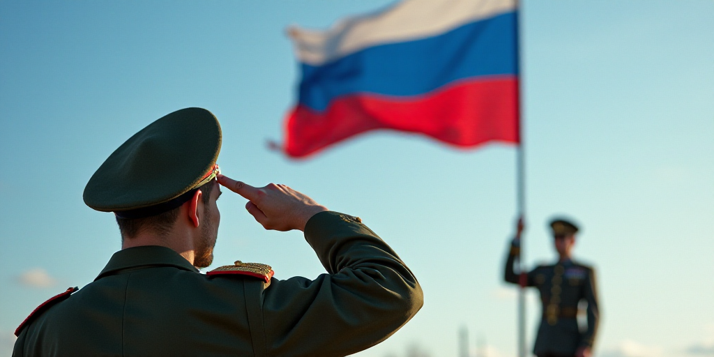 a soldier saluting a flag with a soldier pointing at it with a flag in the background with a blue sk