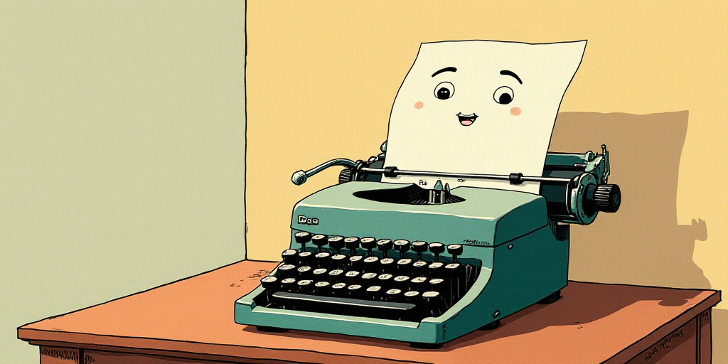 a typewriter with a face drawn on it and a caption for the words opinion and a question, Edward Otho
