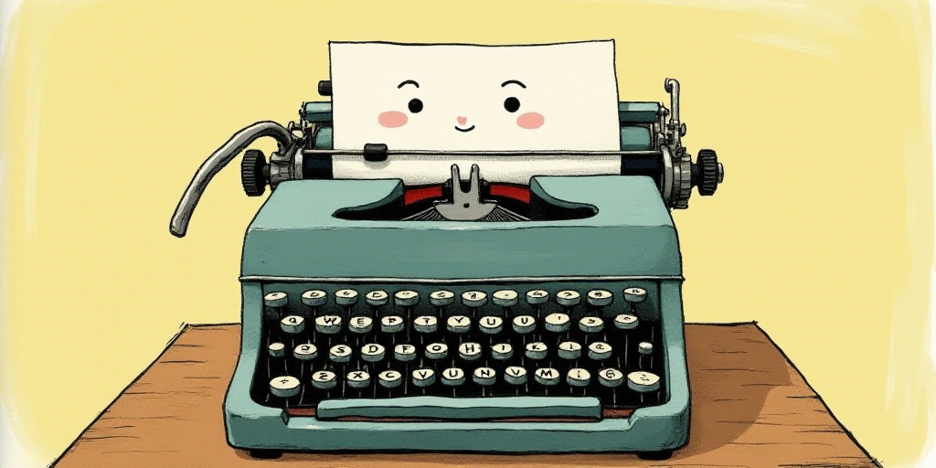 a typewriter with a face drawn on it and a caption for the words opinion and a question, Edward Otho