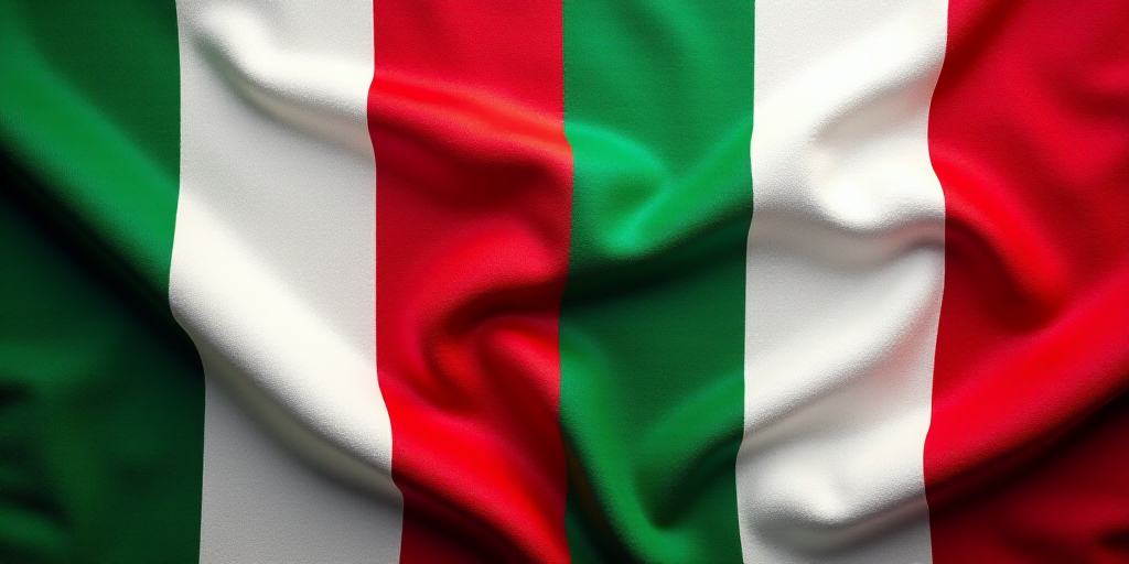 two flags of different countries are shown in this picture, one of them is red, white and green, Aqu