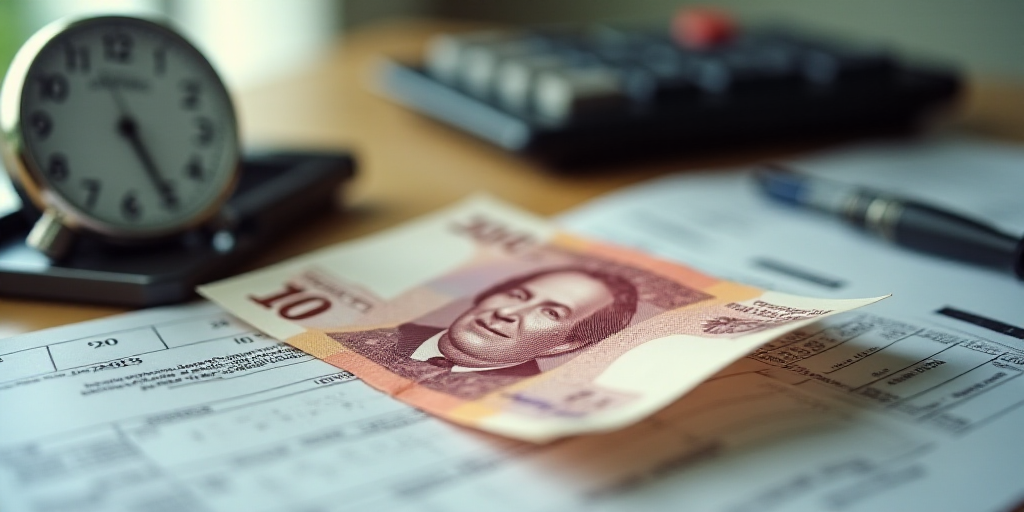 a calculator and a bank note on a table with a clock on it and a calculator, Aquirax Uno, macro, a s