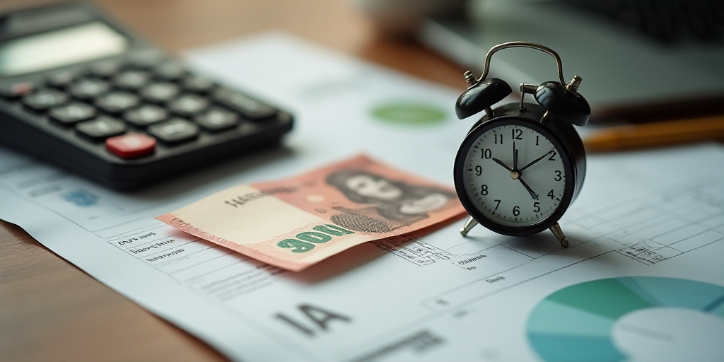 a calculator and a bank note on a table with a clock on it and a calculator, Aquirax Uno, macro, a s