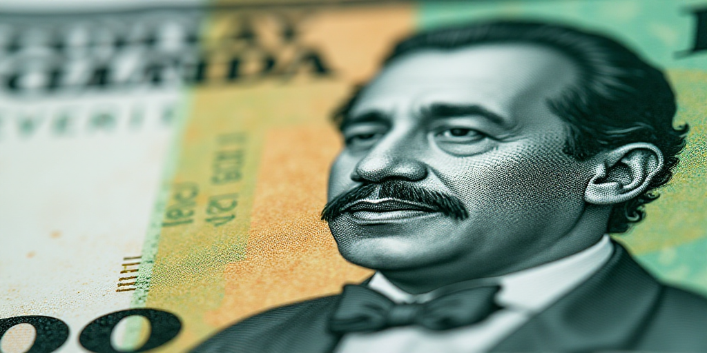 a close up of a one hundred mexican peso bill with a portrait of president ronald castro on it, Aqui