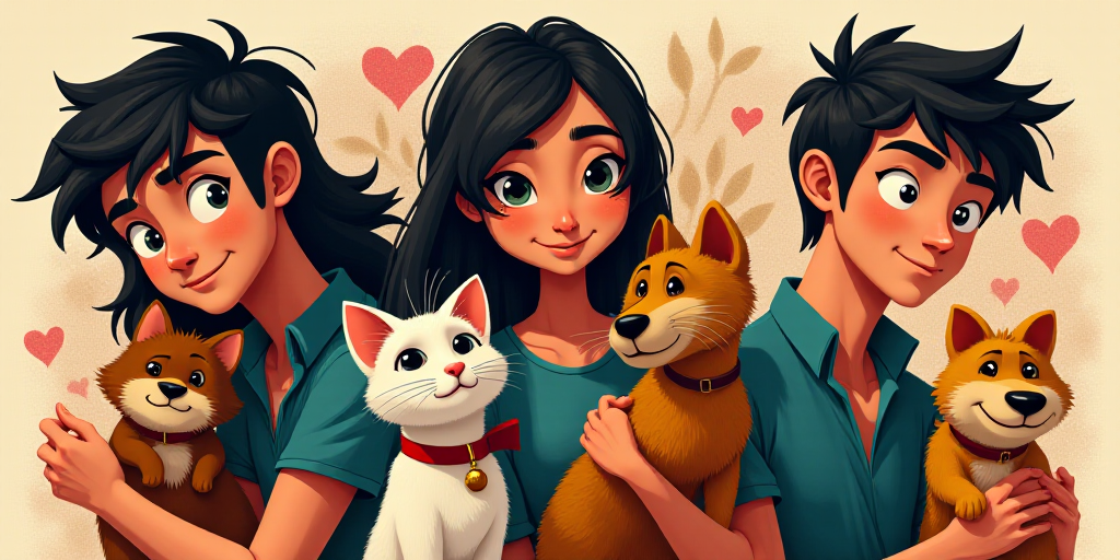a collage of images of characters from the animated movie avatars, including a man with a cat, a wom