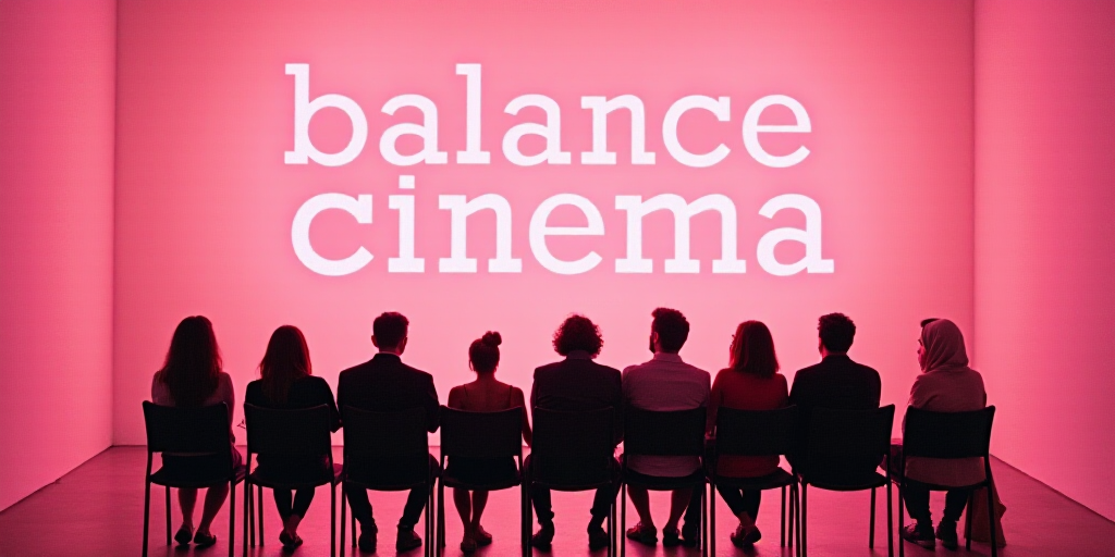 a group of people sitting on chairs in front of a pink wall with a sign behind them that says balanc
