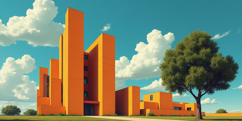 a group of tall buildings with a sky background and a tree in the foreground with a blue sky, David