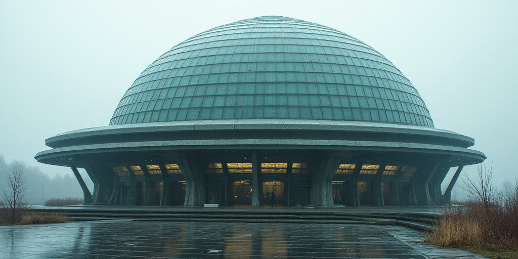 a large building with a large glass dome on top of it's roof and windows on the side, Andries Stock,