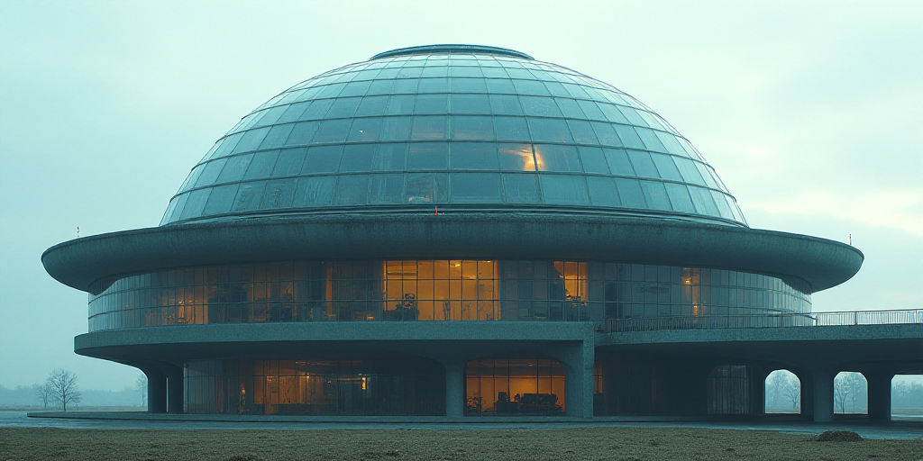 a large building with a large glass dome on top of it's roof and windows on the side, Andries Stock,