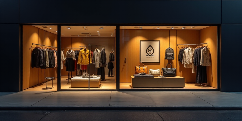 a logo for a company that sells accessories and accessories for sale in the store's storefront windo