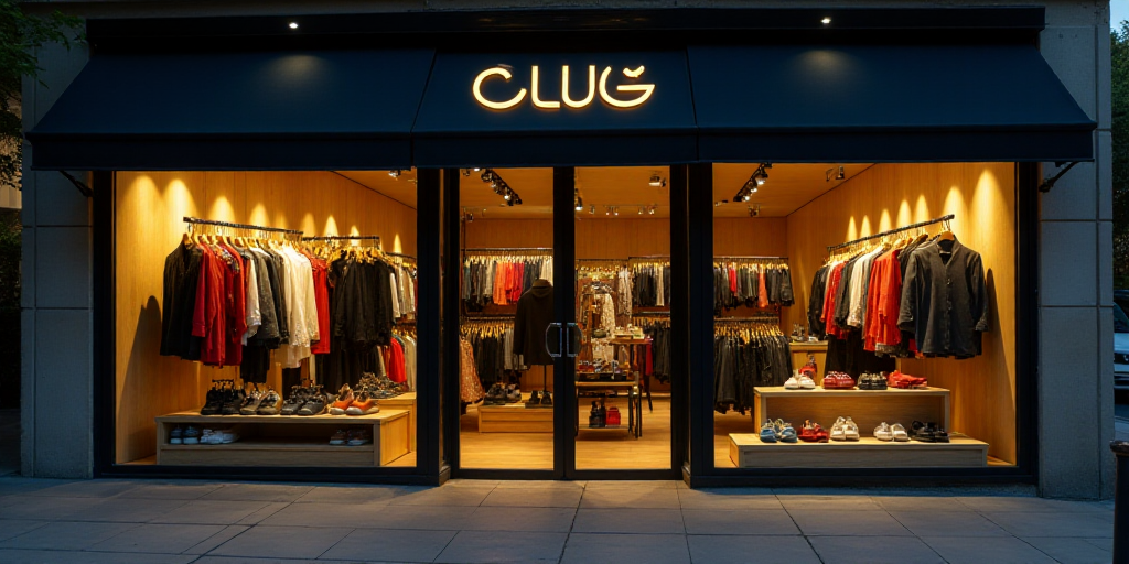 a logo for a company that sells accessories and accessories for sale in the store's storefront windo