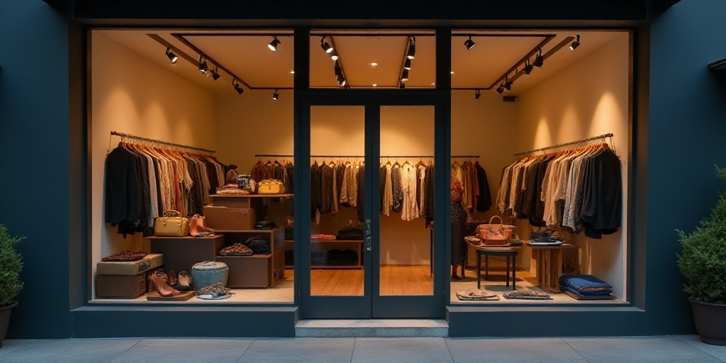 a logo for a company that sells accessories and accessories for sale in the store's storefront windo