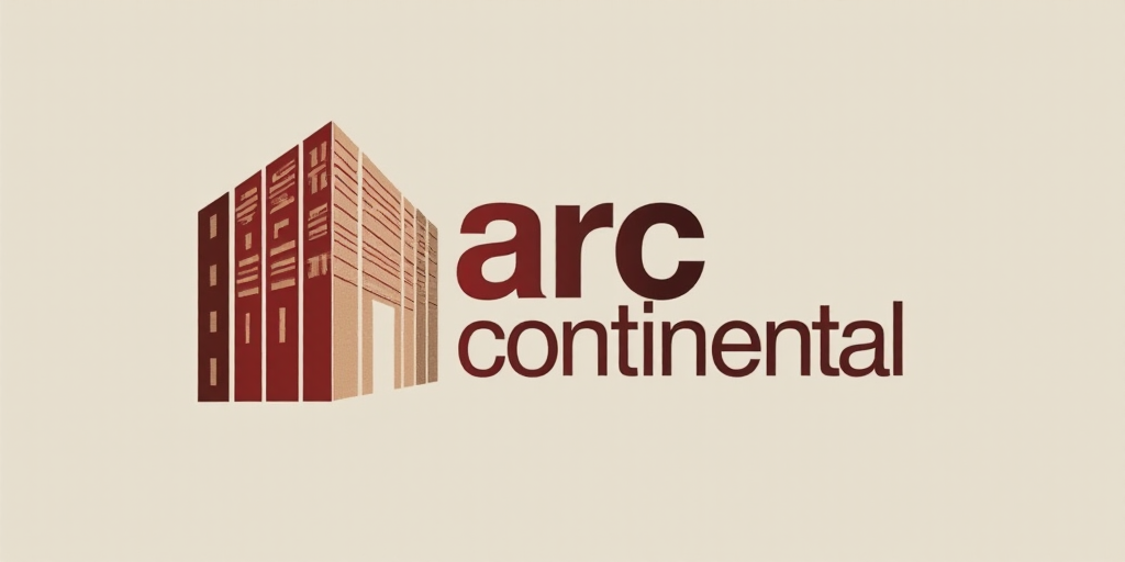 a logo for an architectural company with a red and brown design on it's side and the words arccontin