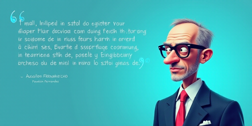 a man in a suit and glasses with a blue background and a quote from the author, fausto prettiin mund