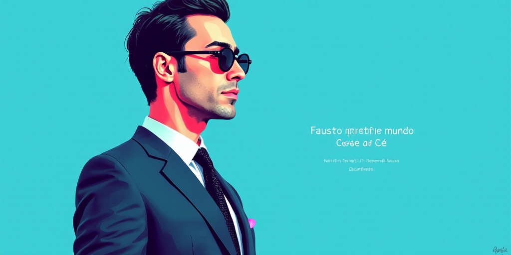a man in a suit and glasses with a blue background and a quote from the author, fausto prettiin mund