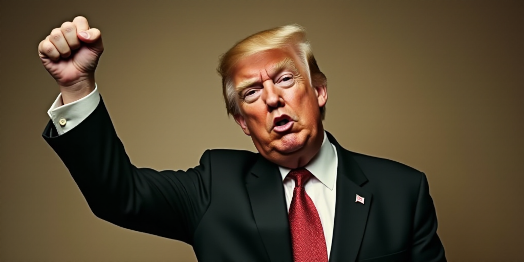 a man in a suit and tie holding his fist up in the air with his right hand up in the air, Donald Rol