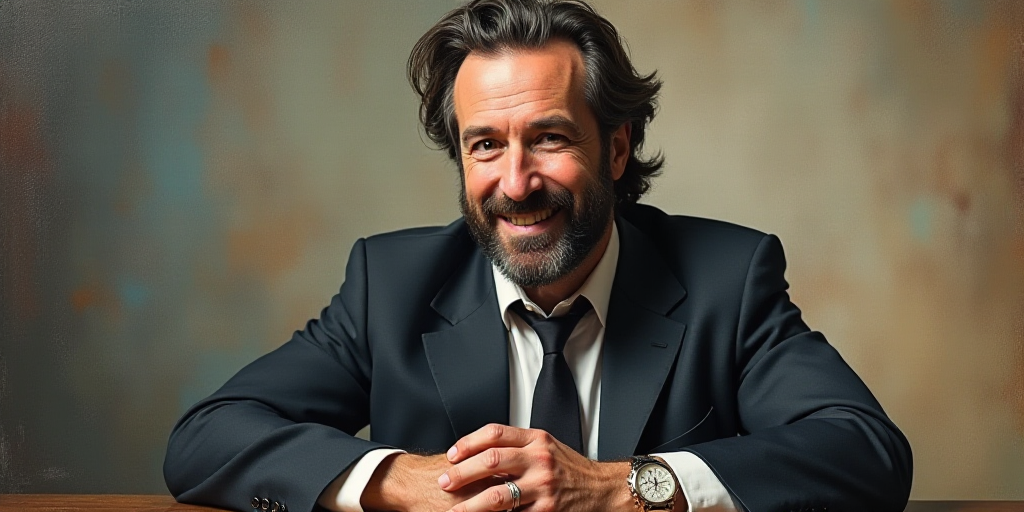 a man with a beard and a tie is smiling for the camera with his hands folded in front of him, Edward