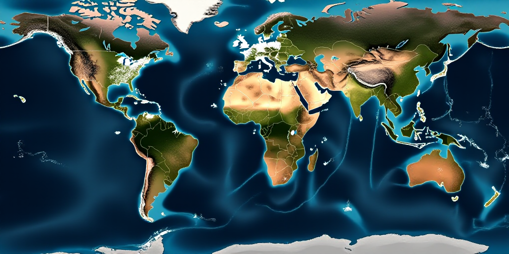 a map of the earth with several different routes in it and a blue line in the middle of the map, Dav