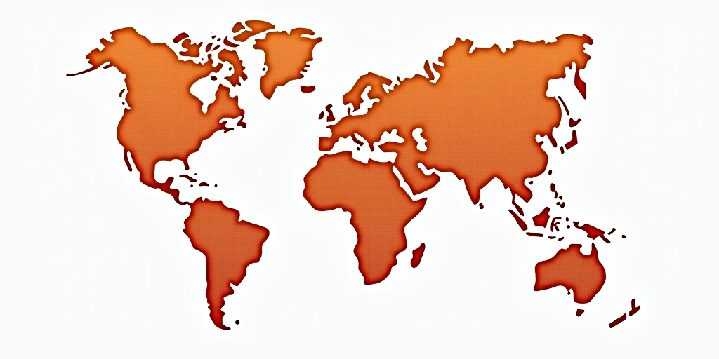 a map of the world with orange dots on it and a white background with a gray world map in the center