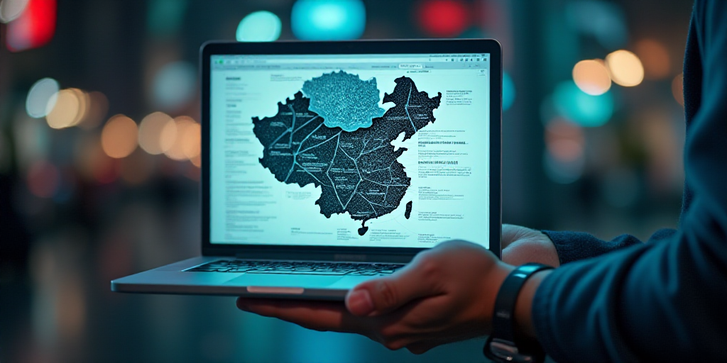 a person holding a computer screen with a globe in the middle of it and a chinese language on it, Ar