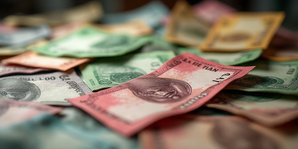 a pile of mexican currency with a lot of money in the background of the image is a pile of mexican c